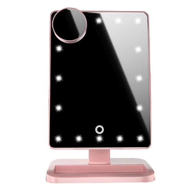 10X magnifying Touch Screen Makeup Mirror With LED Light featuring a sleek design and built-in lights.